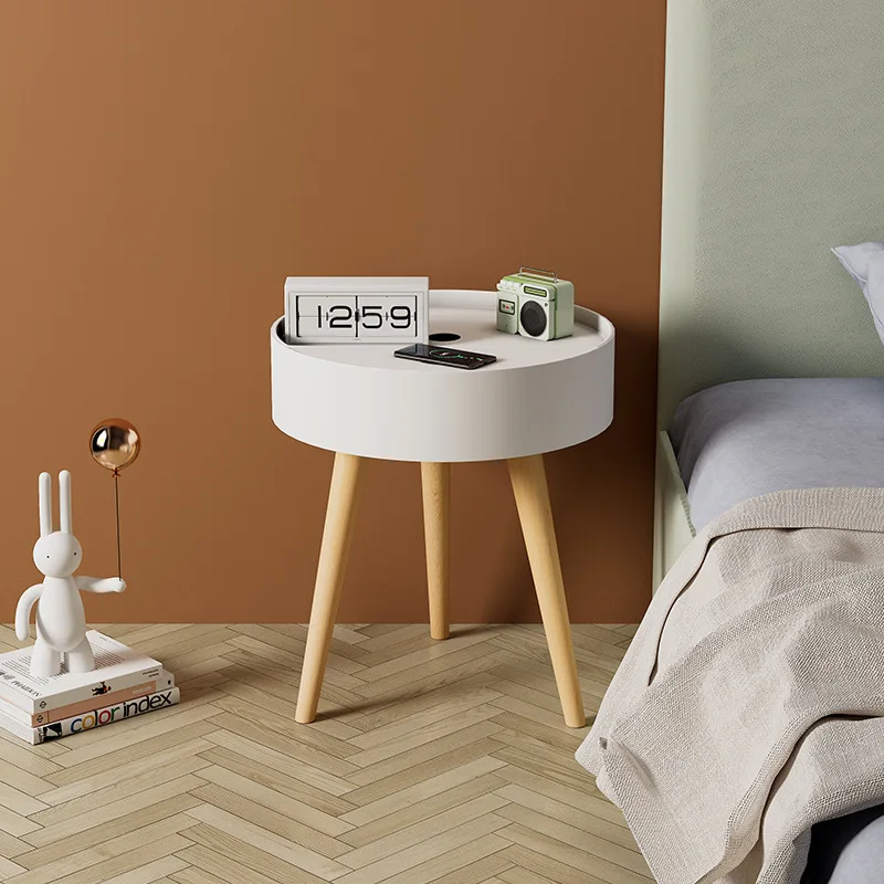 Nightstand Simple Intelligent Wireless Charging Nordic Waterproof Anti-fouling Anti-scratch Large Space Storage Table