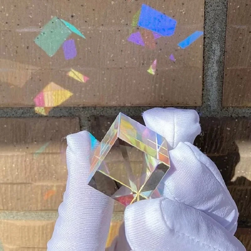 1pcs Science Magic Prism Cube 20 30 mm Hexahedral Crystal Magic Cmy Cube 3D Color Prism For Photography