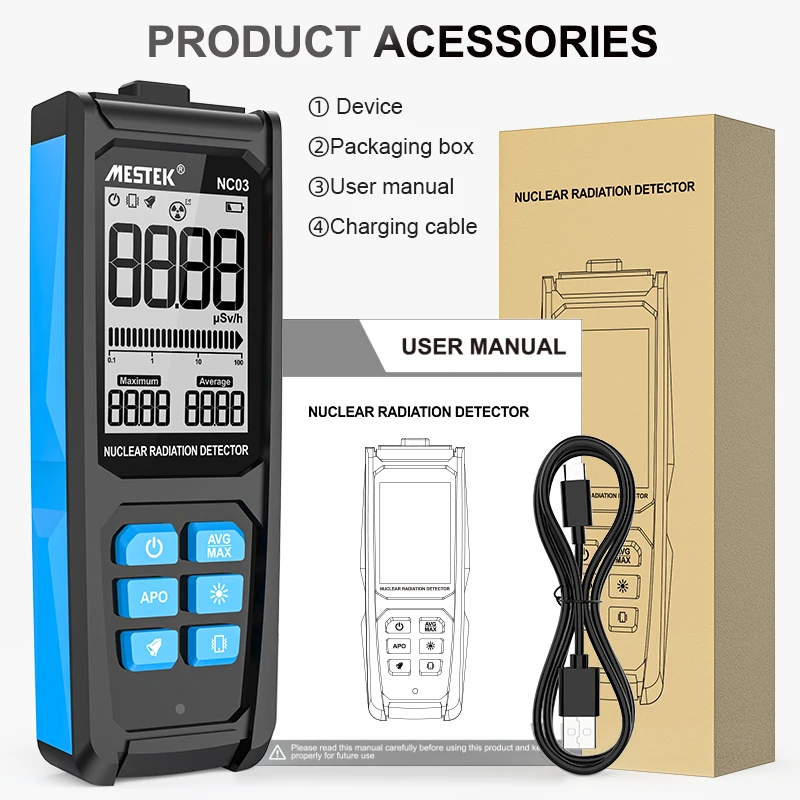 Mestek NC03 Nuclear Radiation Detector Geiger Counter Radiation Dosimeter X &gamma; &beta; Radioactivity Tester Sound Alarm Radiometer radiation detector geiger counter