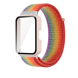 Premium Protector Case and Band Kit with Nylon Loop Strap and Glass Protective Shell - Samsung Galaxy Fit 3 (Rainbow with case 5)