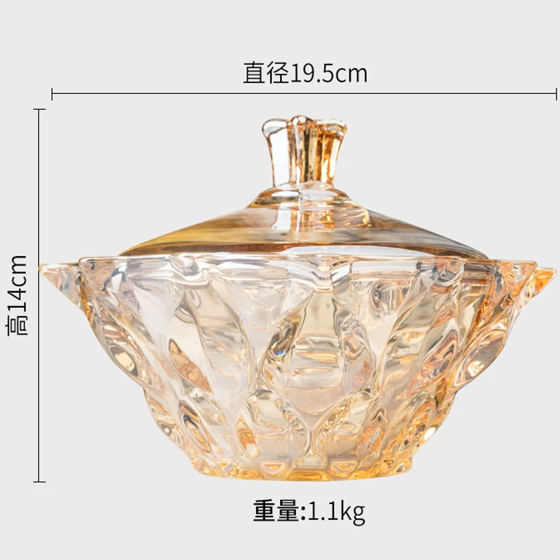 European-style Crystal Glass Ornaments with Lid Small Fruit Plate Home Living Room Large Storage Tank Home Decoration Sugar Tank 6