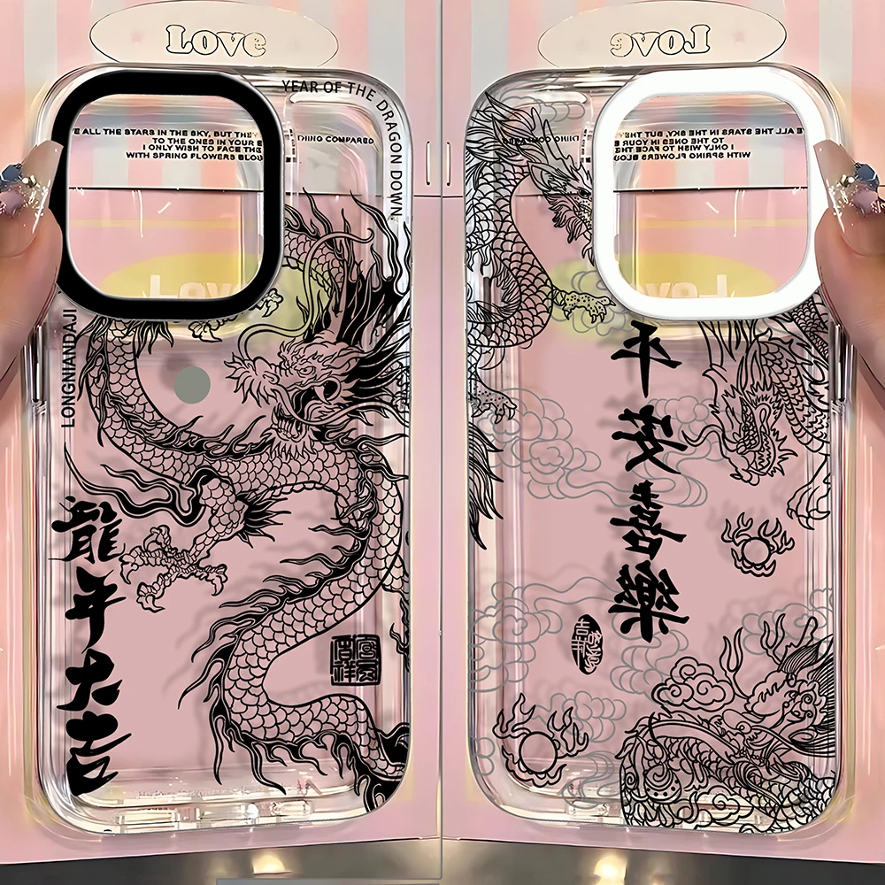 Elegant Chinese Dragon Clear TPU Phone Case - Trendy Fashion Design