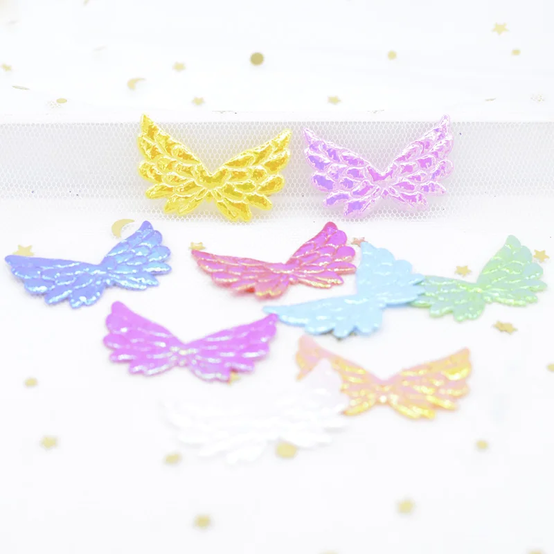 50 Pz/Lotto Glitter Ab Colors Angel Wing Appliques Double Side Iridescente Fairy Wing Patch Per Artigianato Copricapo Bowknot Decor
