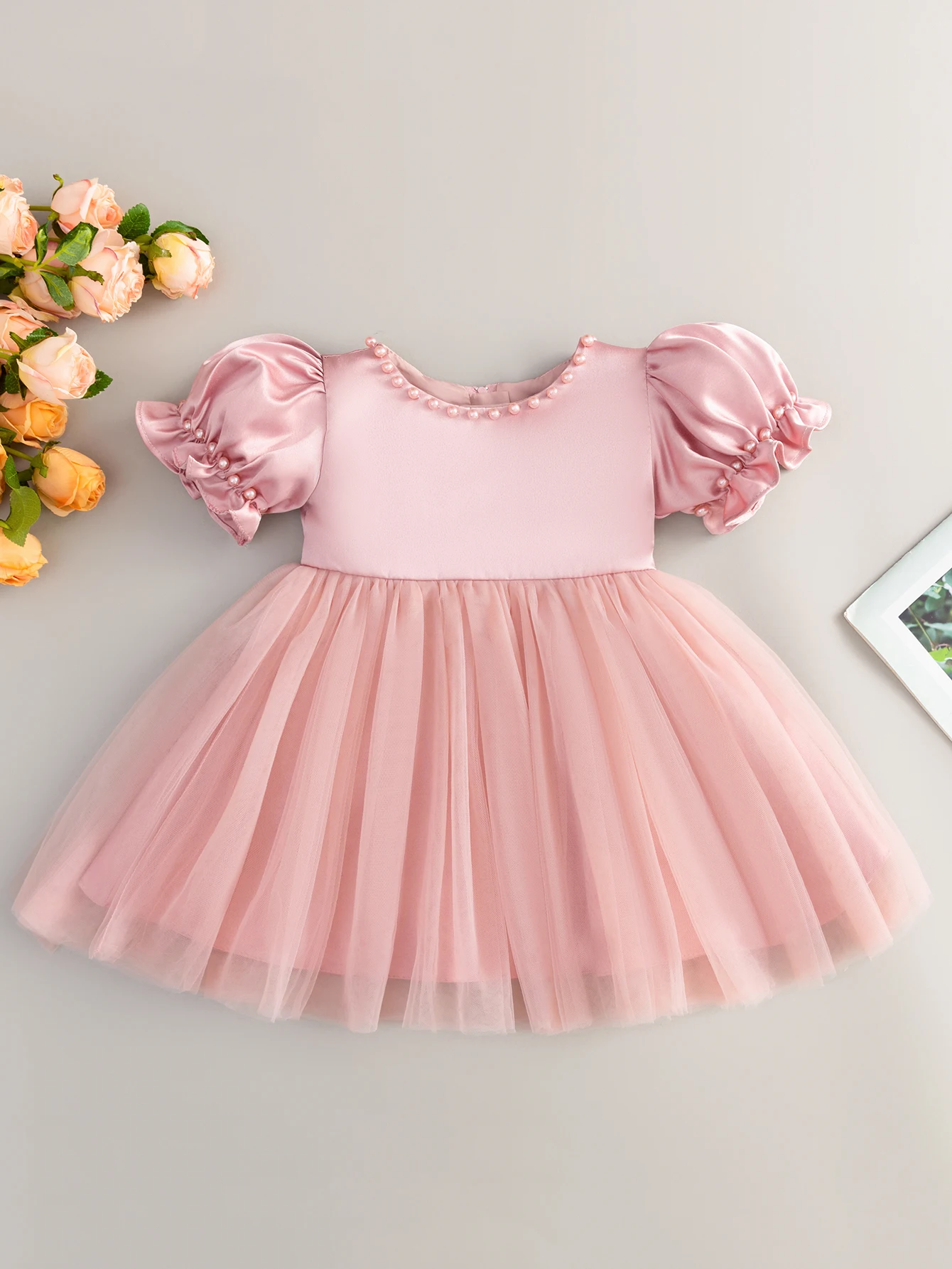 Elegant Sky Blue Satin Princess Dress for Girls with Bowknot - Ideal for Special Occasions