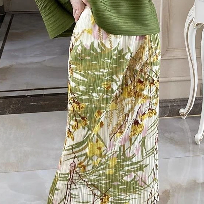 Half skirt pleated skirt, summer high waisted retro print design, buttocks wrapped straight tube skirt, half  women skirt