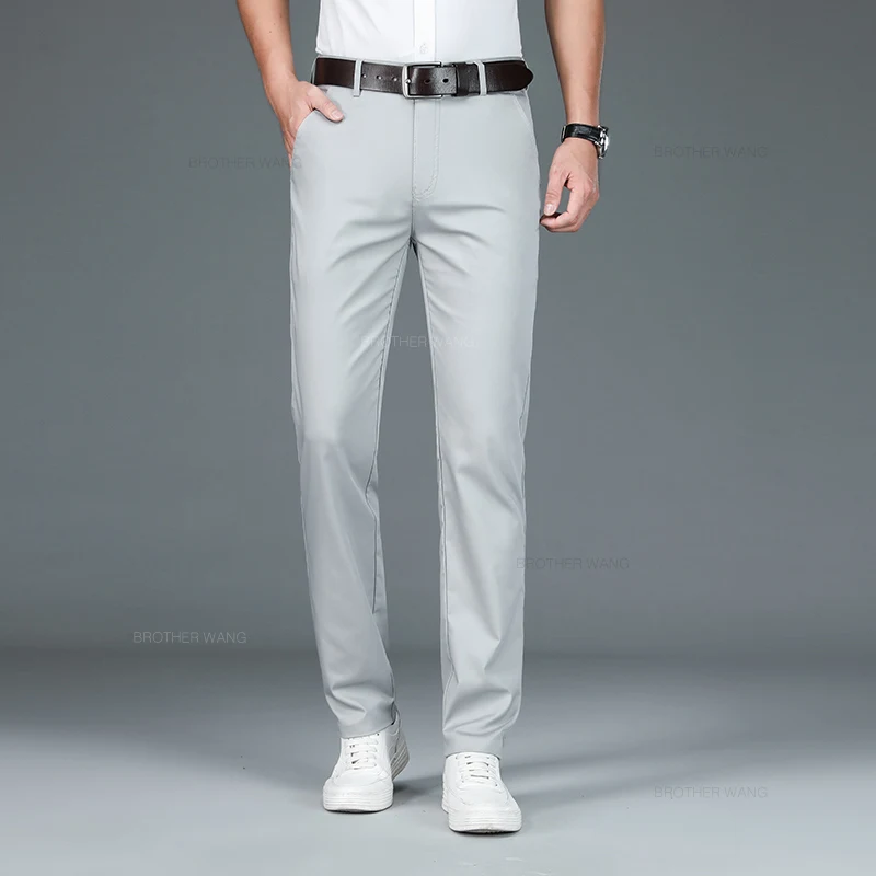 Men's Ultra-Thin Bamboo Fabric Elastic Casual Trousers - Soft & Straight in Classic Shades