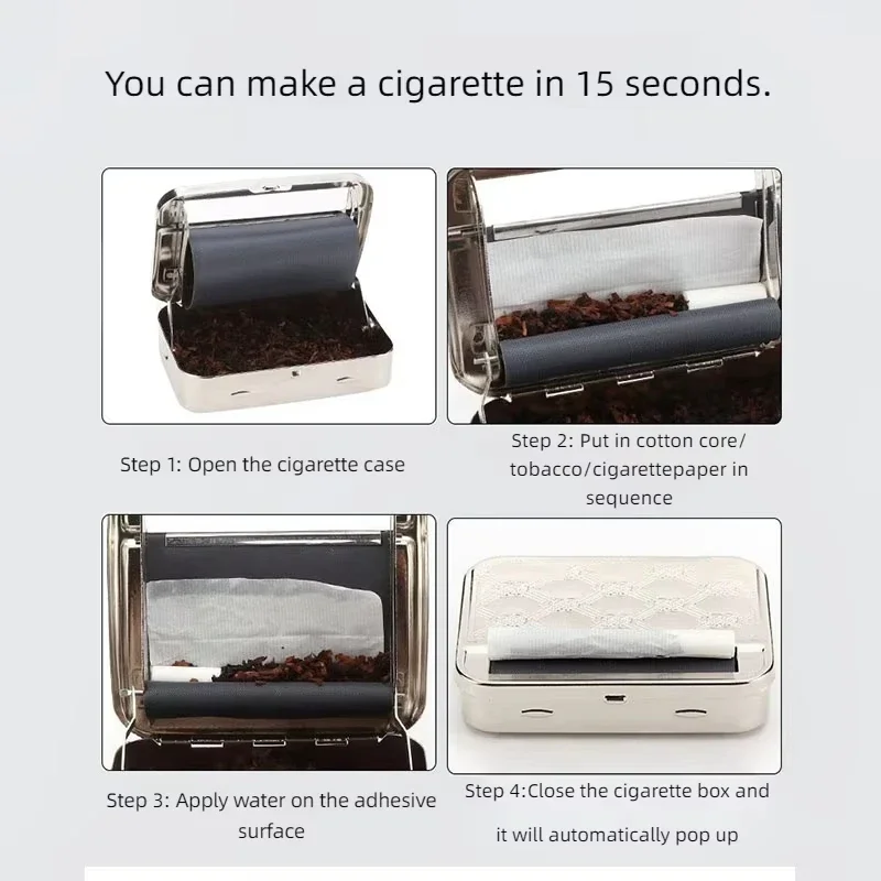 Deluxe Semi-Automatic Metal Tobacco Rolling Machine and Cigarette Case