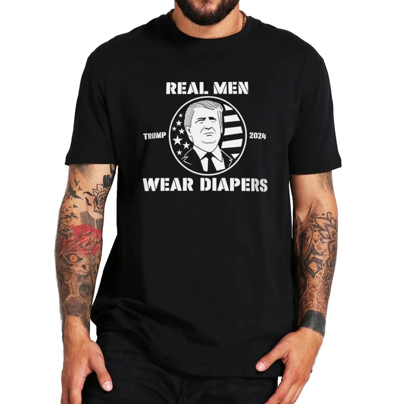 

Real Men Wear Diapers Trump 2024 T Shirt Funny Trump Fans Gift Y2k Short Sleeve Casual Soft Unisex 100% Cotton T-shirts EU Size