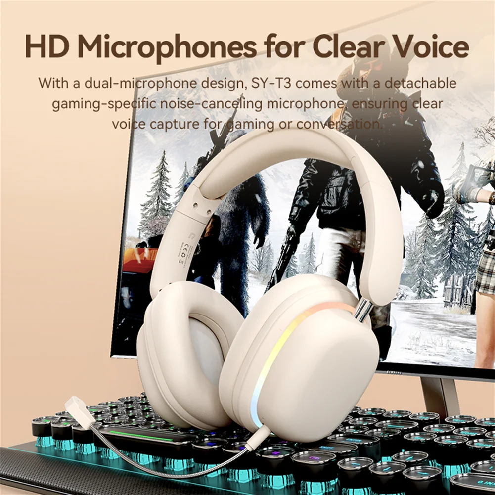 

Беспроводные наушники T3 с шумоподавлением, наушники-вкладыши с более длительным временем работы, складные наушники с подсветкой для сотового телефона, компьютера, ноутбука, ПК