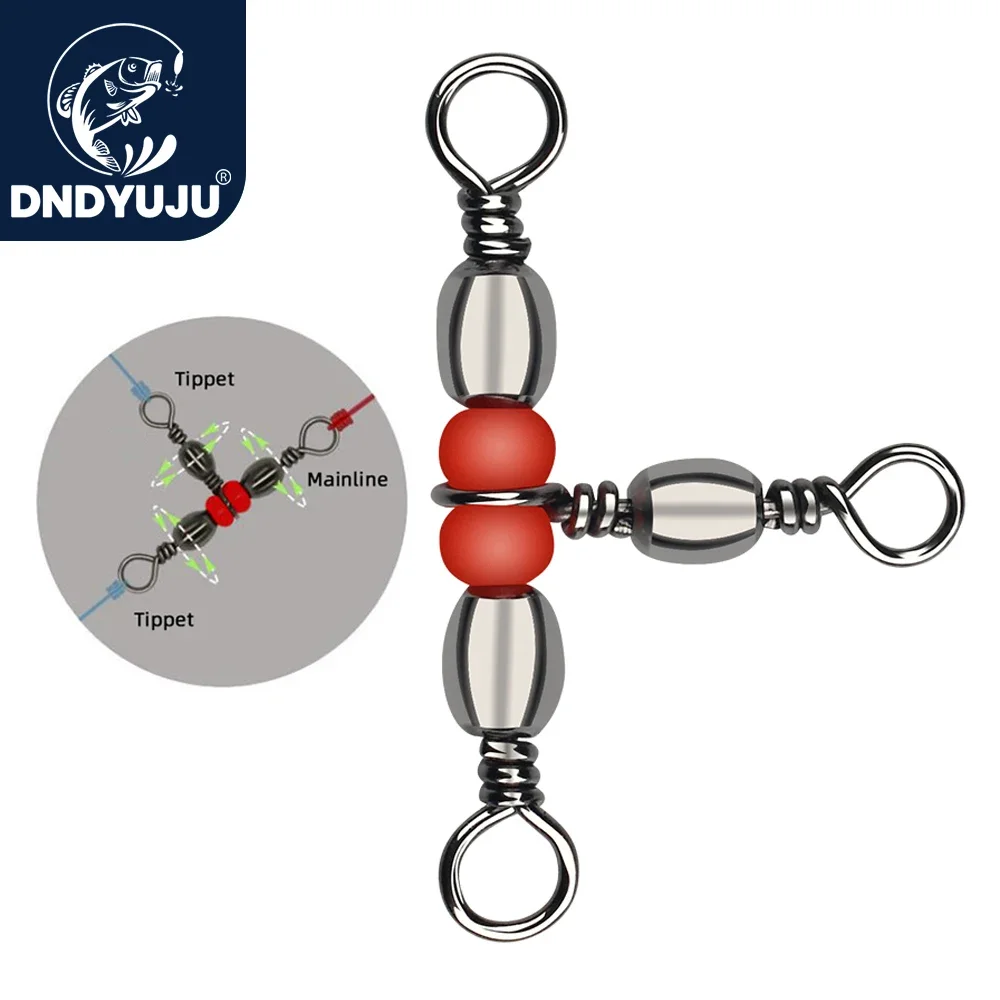Barrel swivel 3 voies avec perles et mousqueton DNDYUJU, 20 pièces pour ligne leurre et hameçon de pêche