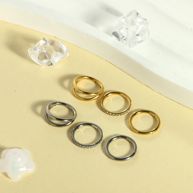 3Piece Titanium Alloy Body Stainless Steel Jewelry Trendy Unisex G23 Claw Setting Gold Gold Plated Nose Ring Studs for Weddings