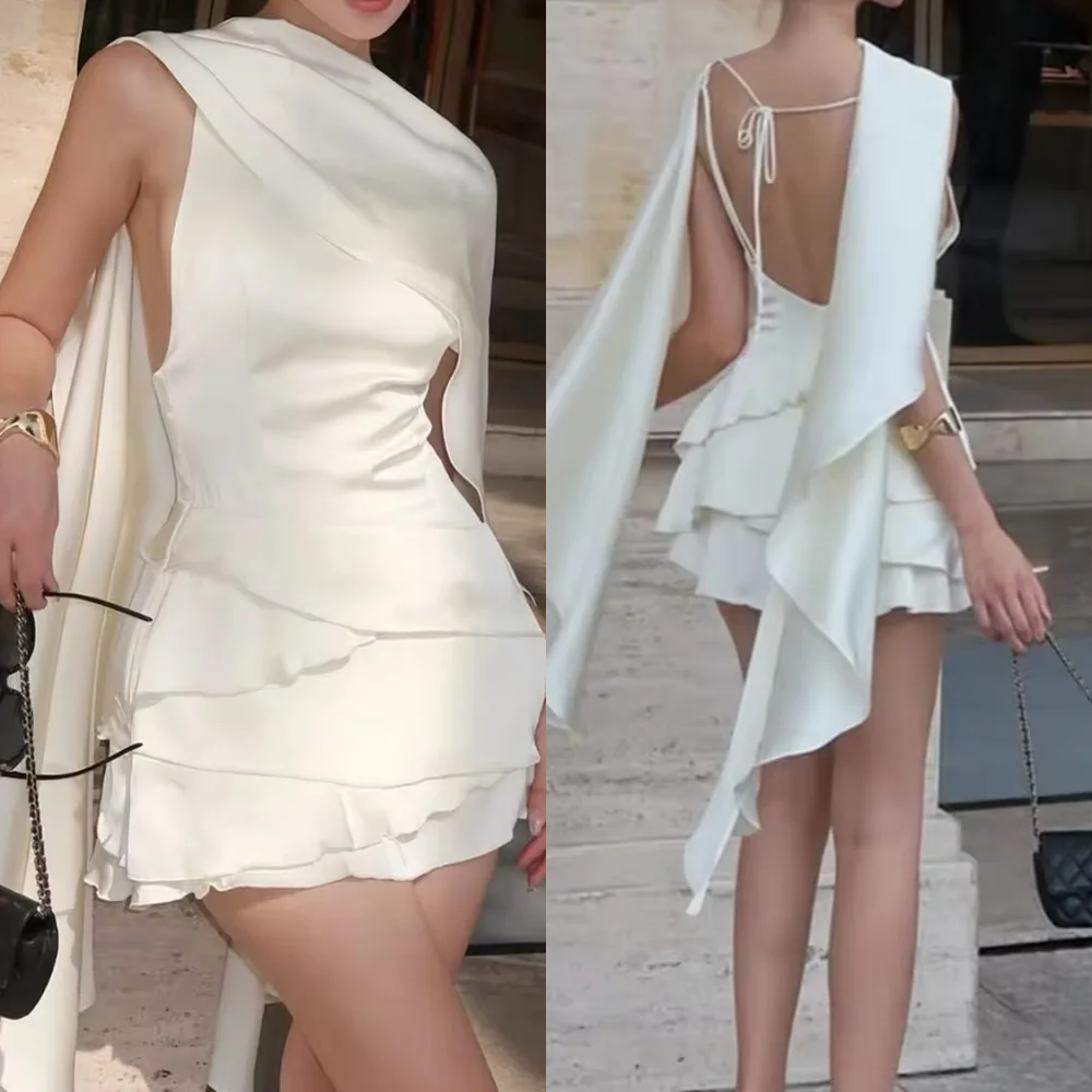 Customized Sexy Sizes Available Pleat Ruched A-line High Collar Short Dresses Bespoke Occasion Dresses Modern Style Fashion Sbc4649cb4779457391379eb20f226d14x