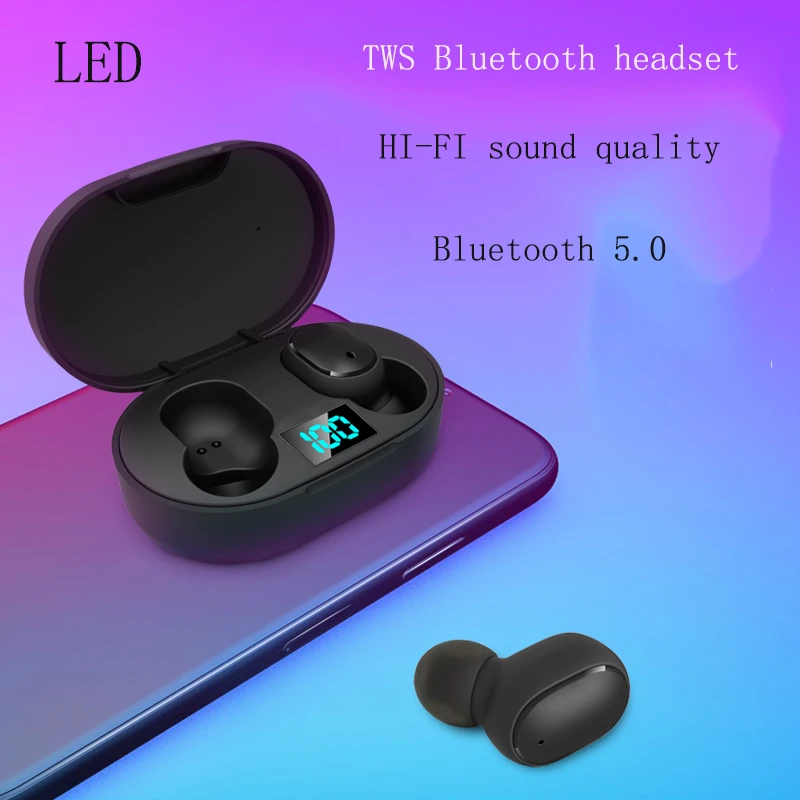 New E6s Smart Digital Display Bluetooth Headset Wireless Mini HIFI Gaming Stereo in-Ear Waterproof Sports Earphone best workout earbuds
