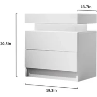Nightstand Set of 2 LED Nightstand with 2 Drawers,Bedside Table with Drawers for Bedroom Furniture,Side Bed Table 2