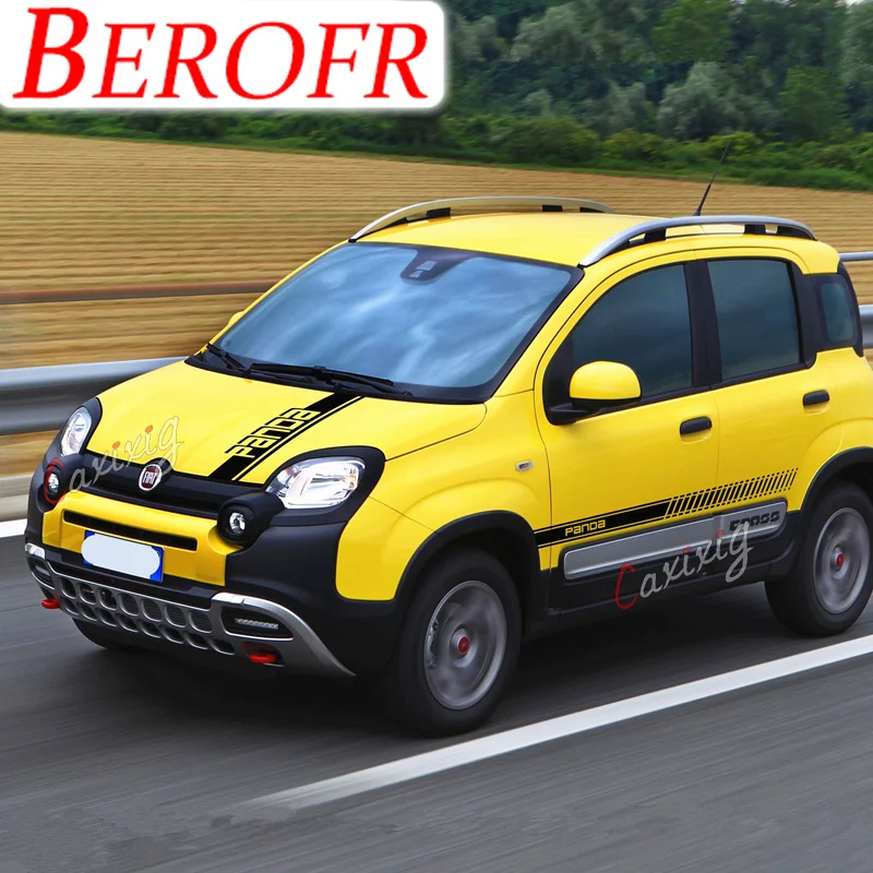 Car Body Door Side Skirt Decor Stickers Auto Bonnet Stripes Decal Per Fiat Panda Corss 4 X4 Off Raod Accessori Esterni