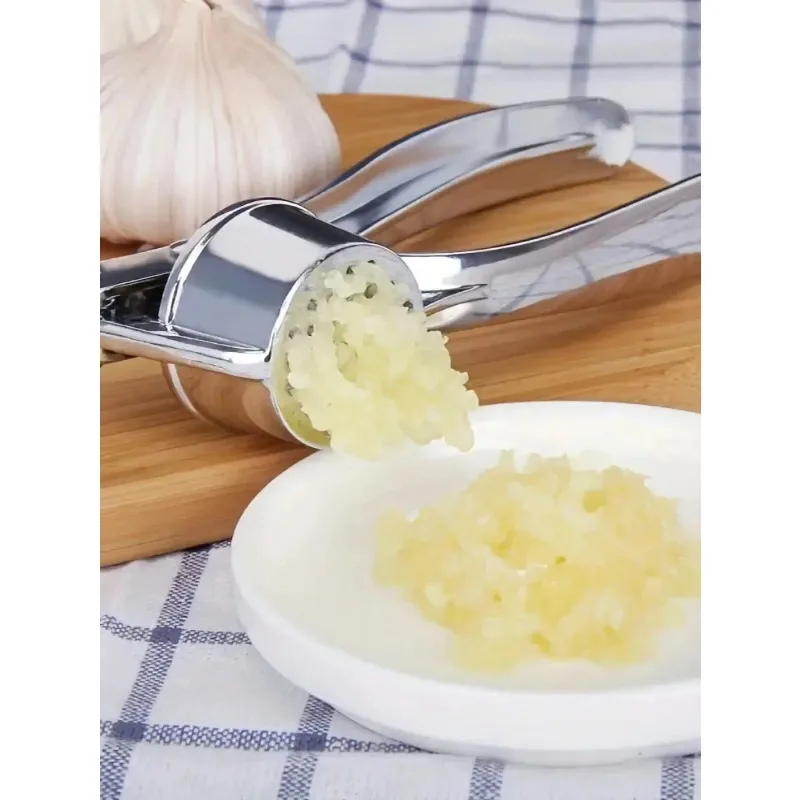 Stainless Steel Garlic Press  - Easy Clean Garlic Mincer Masher with Non-Slip Grip, Kitchen Gadget for Cooking Essentials