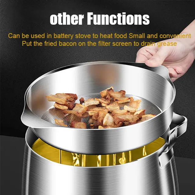 4.5L Large Capacity Oil Strainer Pot Grease Can Food Strainer Stainless  Steel Cooking Oil Storage Container with Strainer&Lid - AliExpress