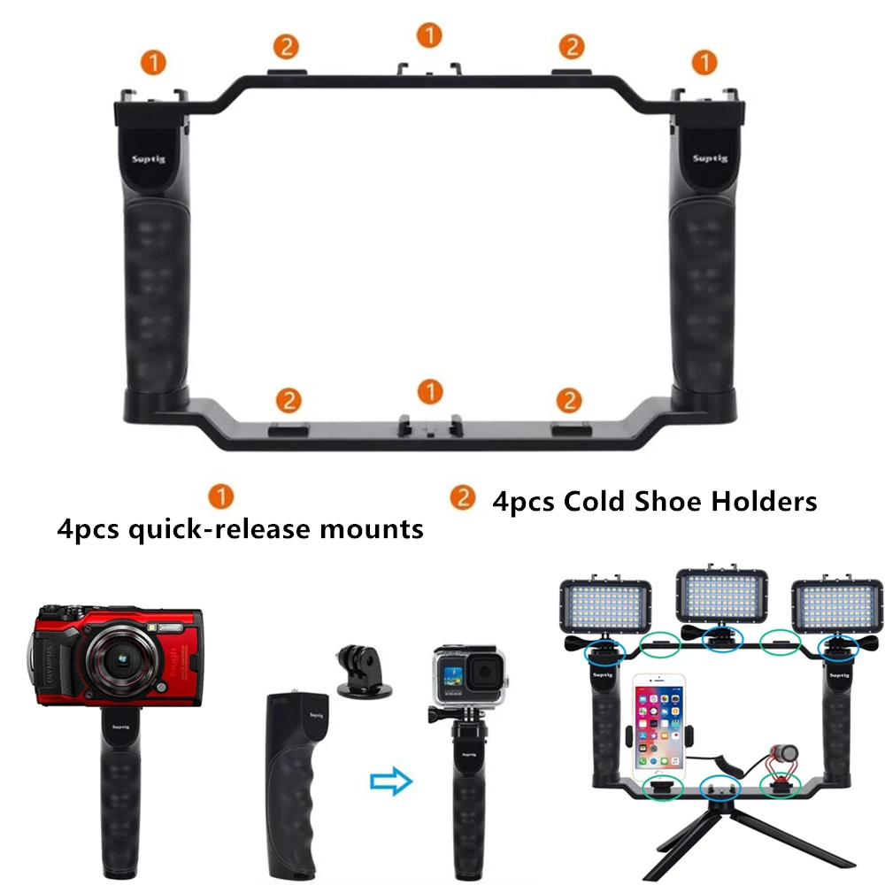 Dive Rig Cold Shoe with Quick Plug Mount for Gopro Hero 12 All