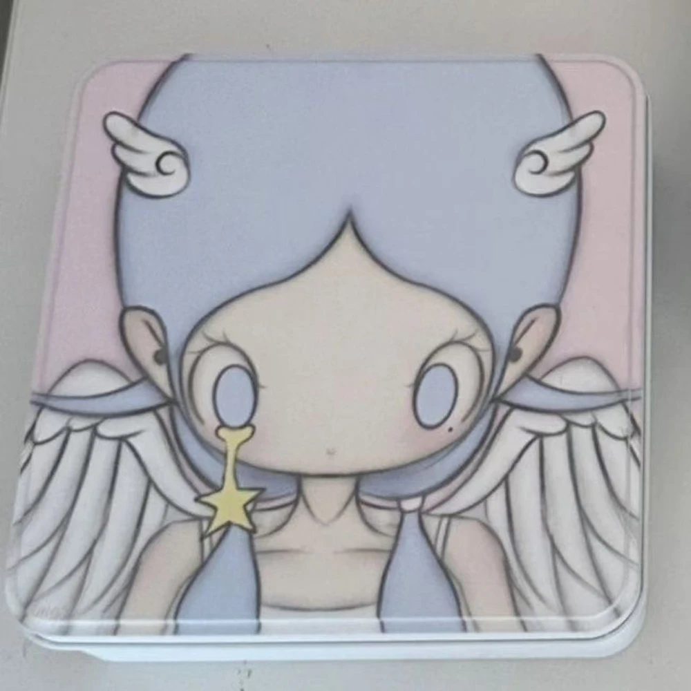 Angel Bunny Girl Iron Storage Box - Subculture Style Organizer for Photos and Small Cards