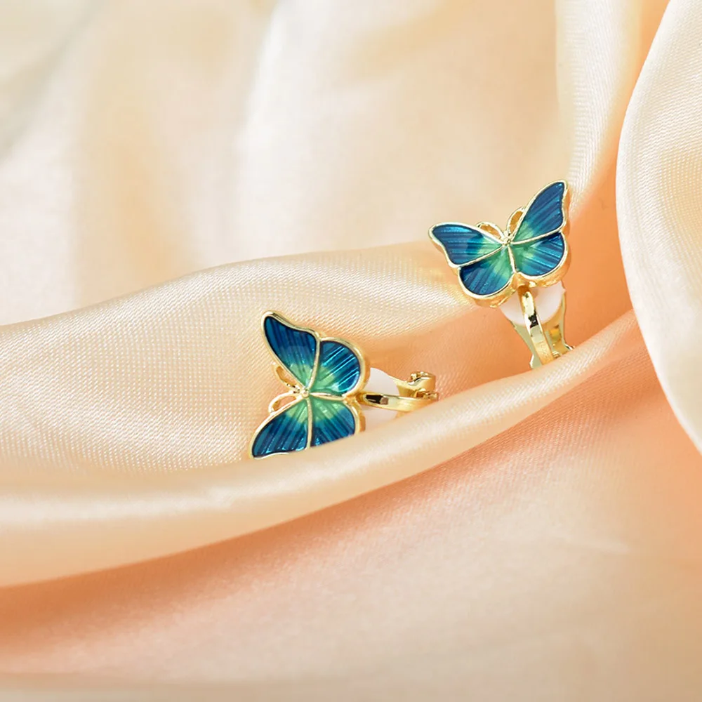 Resin Butterfly Ear Clip Earrings Ear Accessories For Women