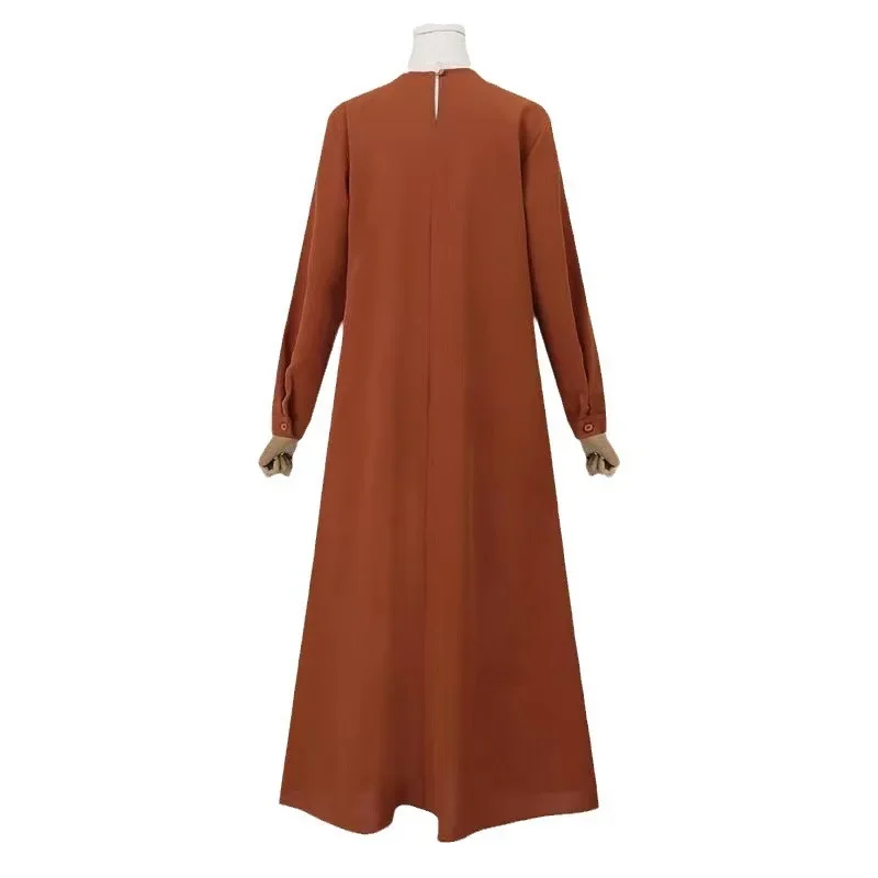 Solid Loose Abaya For Women Casual Long Sleeve Long Dress Simple Muslim Dress Women Modest Islamic Clothing EID Ramadan