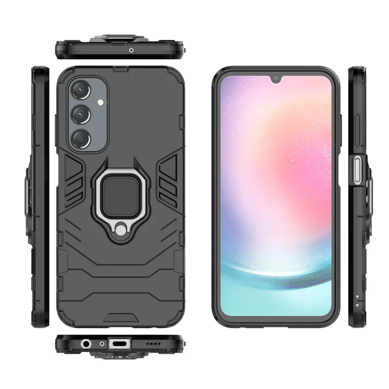 For Samsung Galaxy A25 5G Case Shockproof Armor Case Fundas Samsung GalaxyA25 A24 A23 4GCoque Cover Silicone+PC Metal Ring Stand