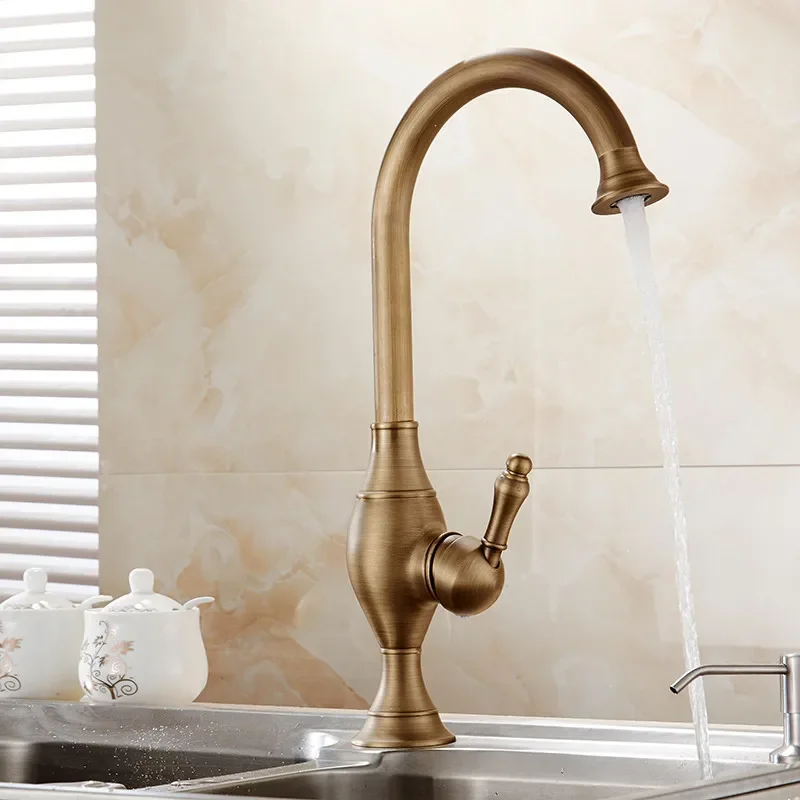 

Brass Deck Kitchen Sink Faucet Tall Rotate Spout Single Lever Hole Mixer Water Mixer Tap Torneira Cozinha 9001Kitchen Faucets