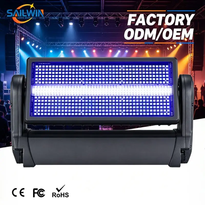 세일윈 1000W LED RGB 4in1 픽셀 스트로브 라이트 (8세그먼트 DMX512 화이트 워시 디스코 조명 효과, 무대, DJ, 바용)