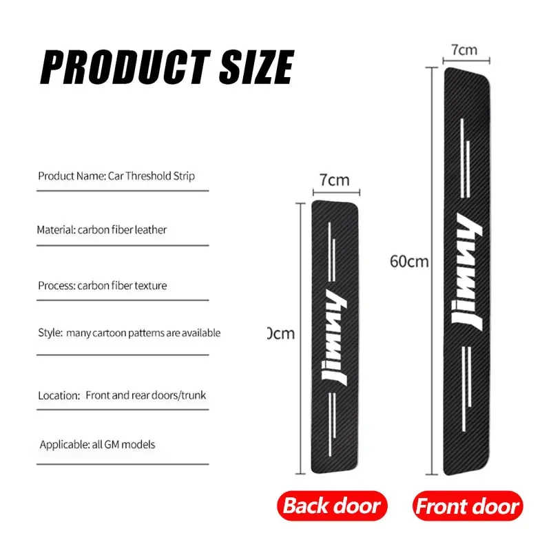 Carbon Fiber Car Threshold Stickers Door Sill Scuff Protector Plate Suzuki Jimny 2000-Trunk Door Bumper Scratch Guards