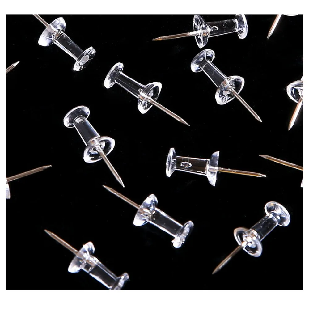 200pcs/box Transparent Clips Push Pins, Wall Boards Calendars Photos Plastic Thumbtacks Mail School Office Supplies Stationery