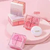 4 Square Grid Face Blusher Vibrant Orange Makeup Blush Palette Cheek Contour Blush Powder Matte Blusher Korean Makeup Tint Blush 1