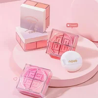 4 Square Grid Face Blusher Vibrant Orange Makeup Blush Palette Cheek Contour Blush Powder Matte Blusher Korean Makeup Tint Blush 1