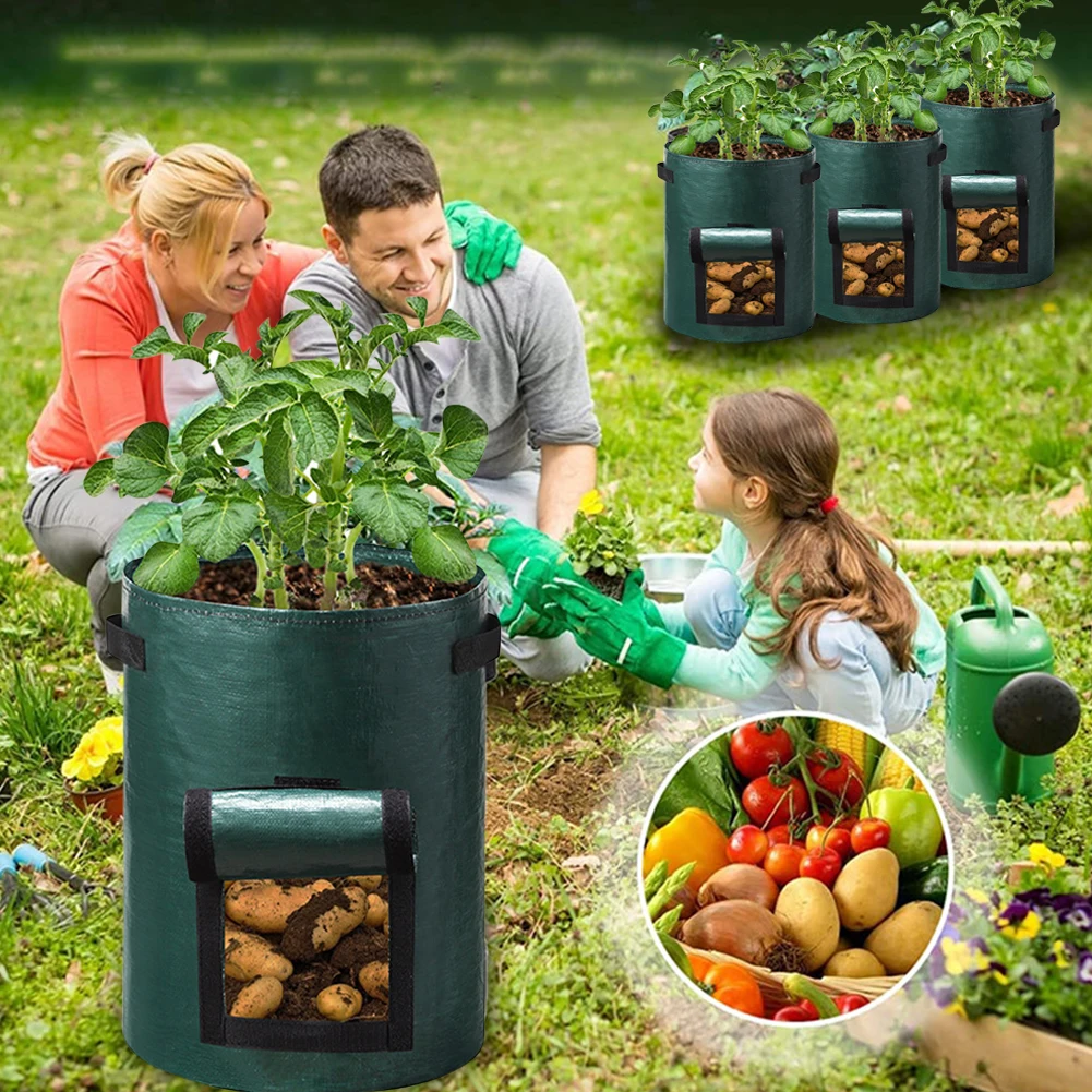 Sacchetti per la coltivazione di piante da 3/5/7/10 galloni sacchetti per la coltivazione di verdure in PE con manico borsa per la coltivazione addensata borsa per cipolle per patate vasi da giardino all'aperto