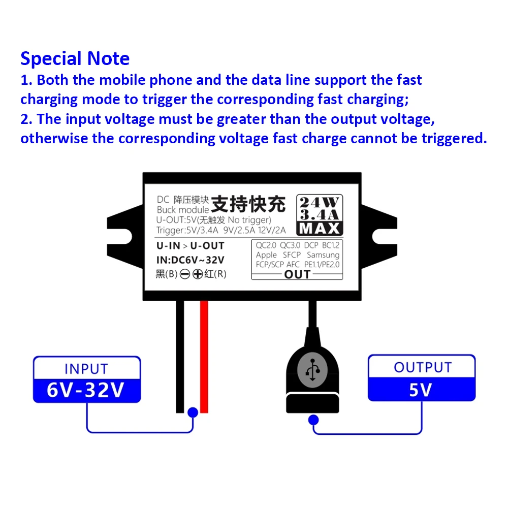 12V zu 5V 2A 3A 15W 24W DC-DC Step-Down-Buck-Konverter Netzteilmodul Mini-USB Micro-USB Stecker Buchse Typ-C Adapter – Detail 2