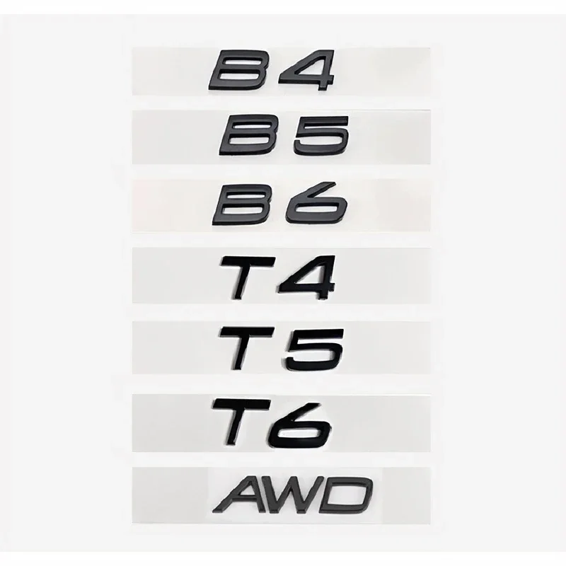 볼보 V60용 ABS 글자 숫자 엠블럼 B4 B5 T4 T5 T6 T8 트렁크 리드 배지 데칼 자동차 스티커 (광택 블랙 크롬)