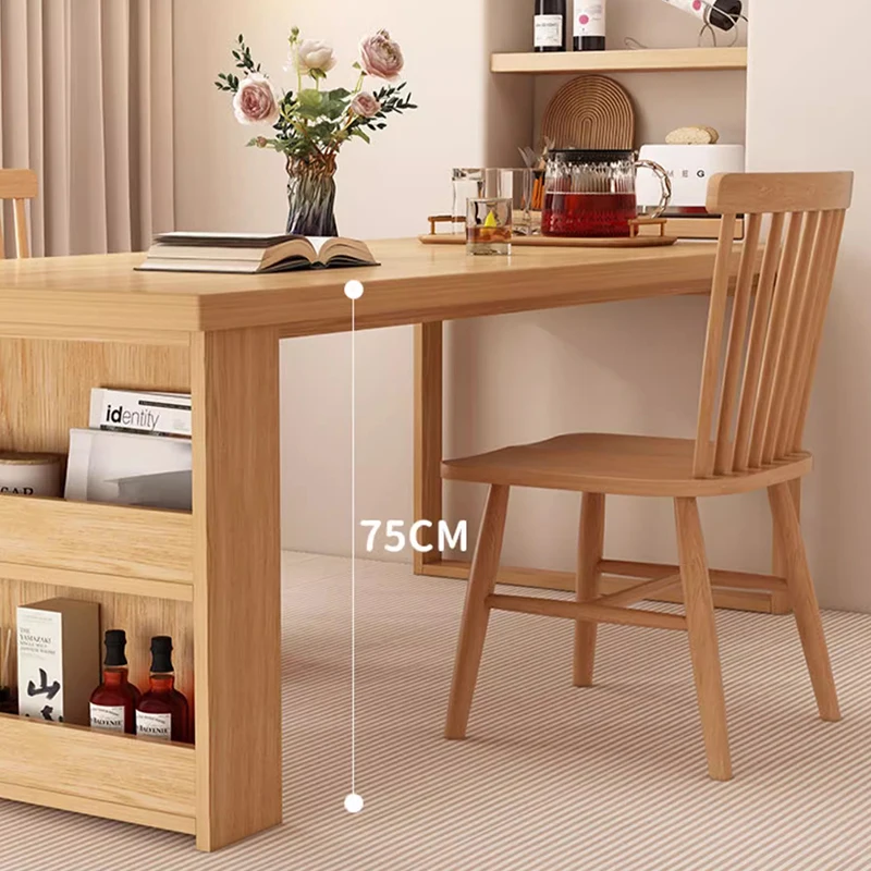 Nordic Walnut Kitchen Island Extendable Dining Table 2025 New Built-in Storage Drawers All-in-One Home Furniture FYDT 4