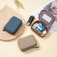 Lipsticks Case with Built-In Mirror Mini Cosmetic Bag Zipper Makeup Organizer Coin Pouch Travel Contact Lens Case Lipstick Purse 2