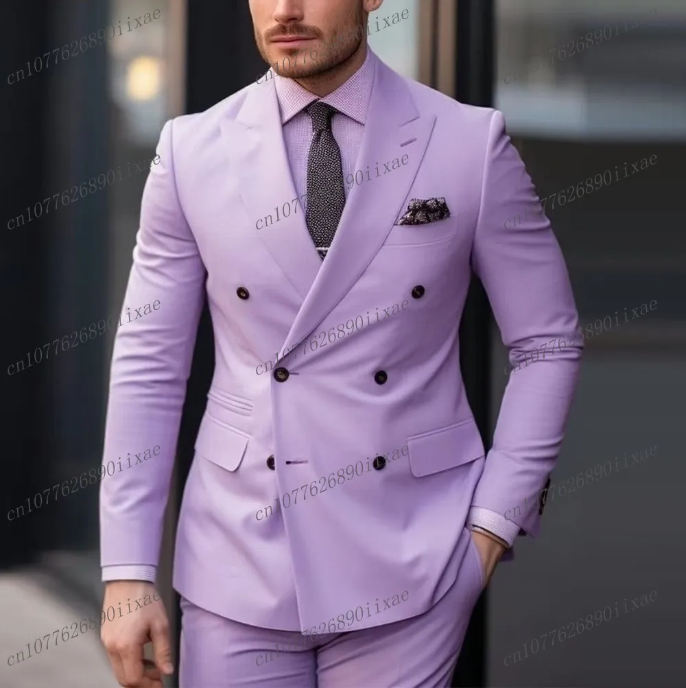 Brown men business suit 2 piece set for wedding party prom formal occasion