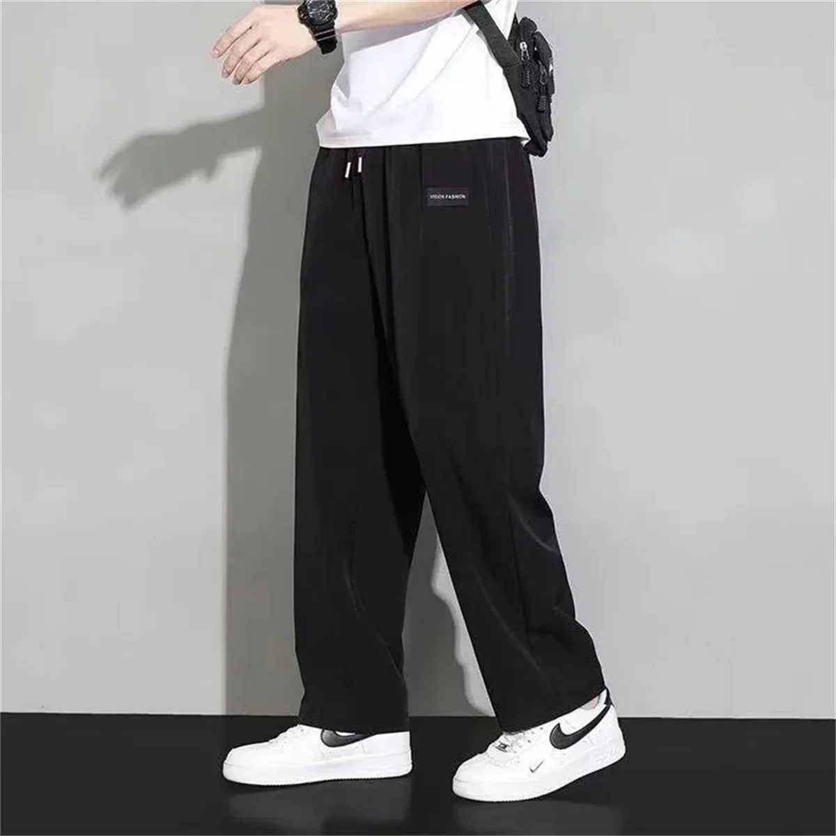 Ice Silk Men Summer Thin Loose Casual Large Size 9/4 Strap Quick Drying Versatile Sports Haren Pants casual pants sports pants casual sports pants