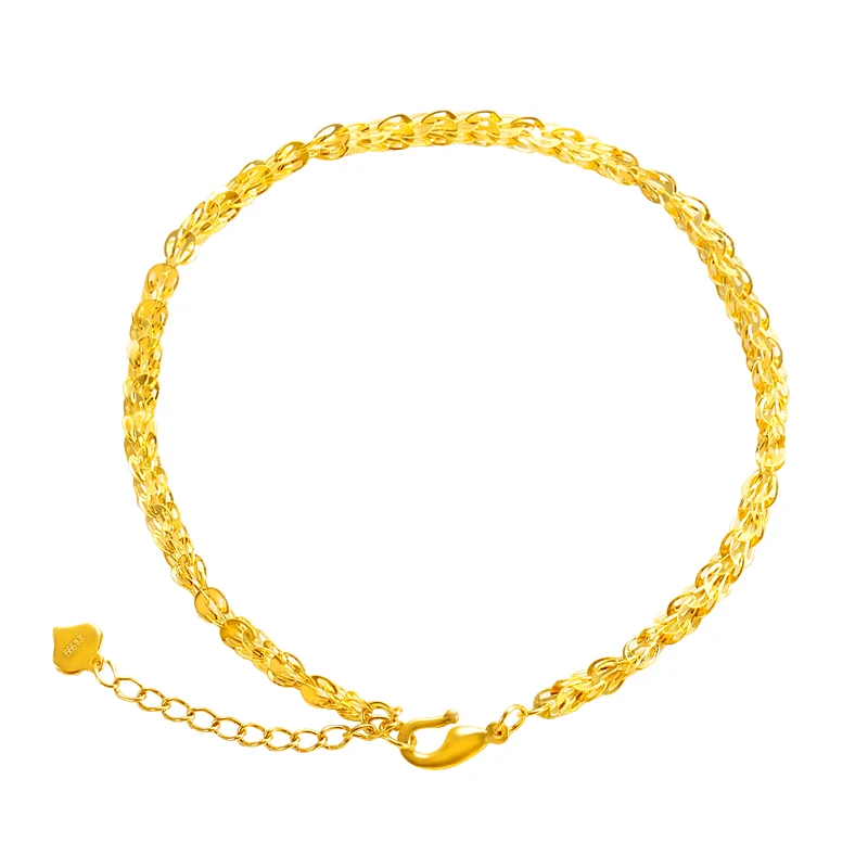 

Pure 999 24K Yellow Gold Women Elegant Phoenix Tail Link Bracelet 1.7-2g 6.3-7.5in L
