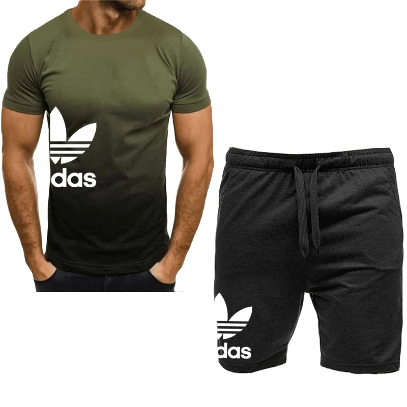 Men's Sports Shorts Set, Short Sleeved T-Shirt, Casual Wear, Basketball, Training