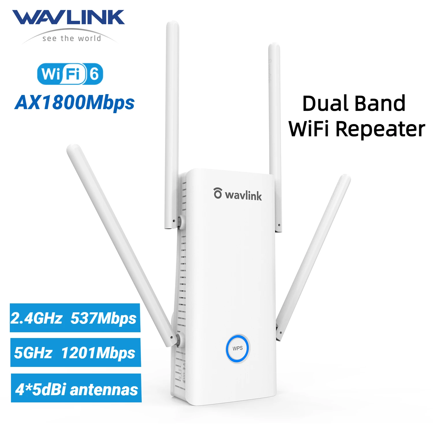 Wavlink AX1800 WiFi 6 Mesh двухдиапазонный беспроводной усилитель сигнала и ретранслятор до