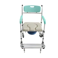 Shower Toilet ChairManual Patient Lift Transfer ChairMobile Nursing Disabled Toilet Chair 1