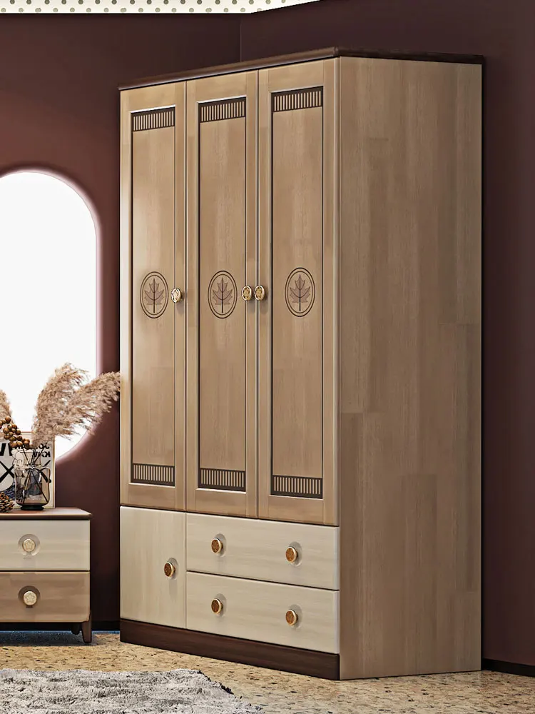 Children\'s Wardrobe Two-Door Three-Door Armoire with Two Drawers Modern Kids Bedroom Furniture Storage Locker