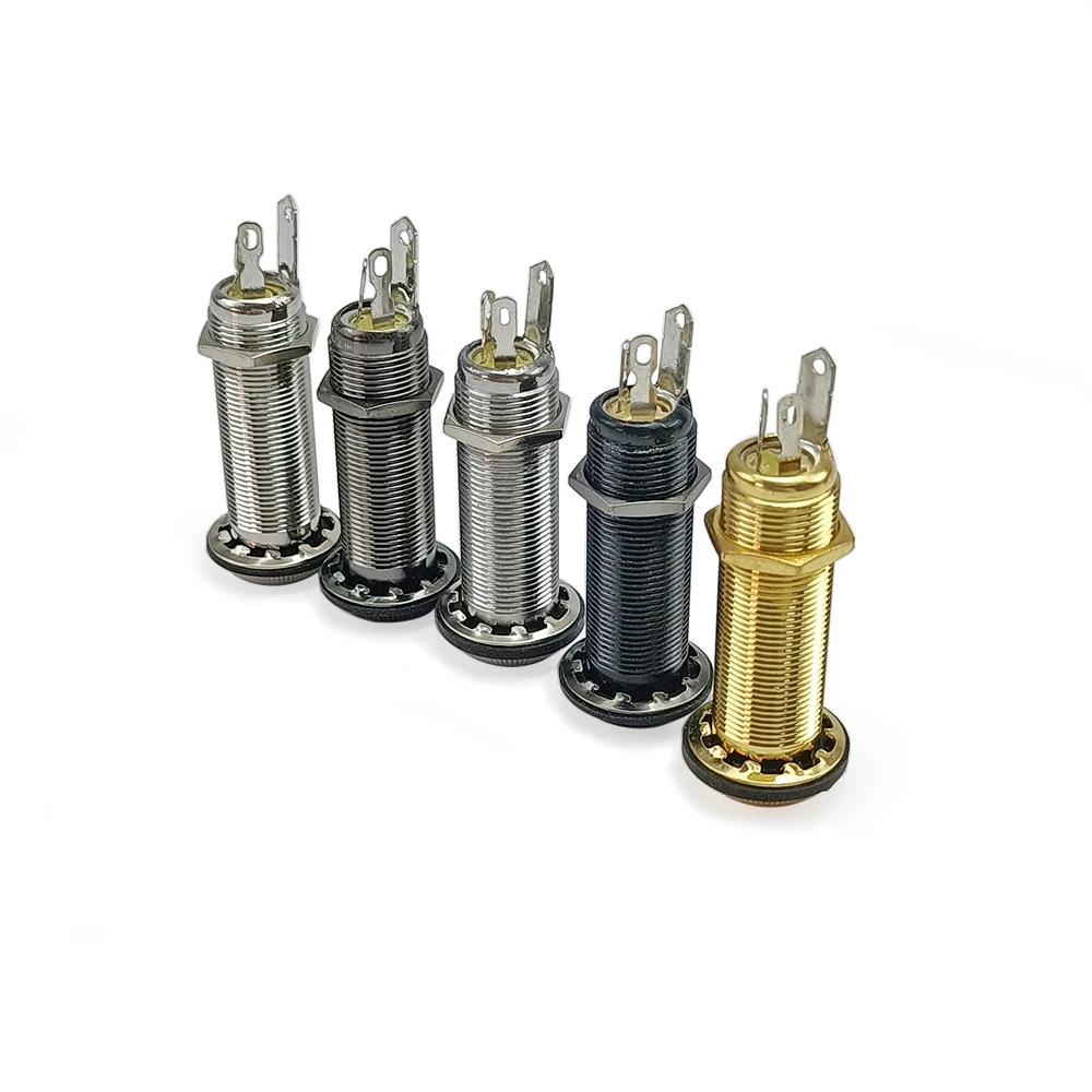 Description Picture 3 of item10pcs/lot Electric Guitar Bass Parts 6.35mm Stereo Output Input 1/4 Inch Jack Socket Plug Brass Straight Ribbed Tube Style Jack