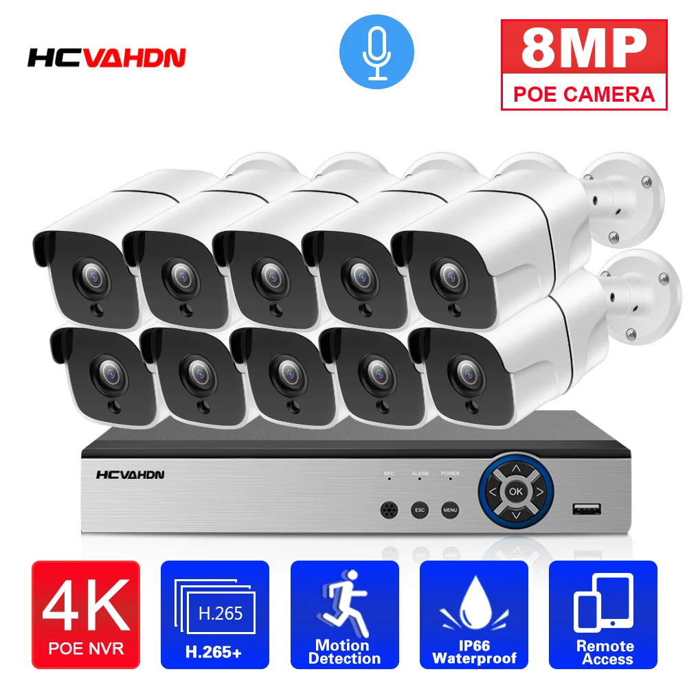 

Ultra HD 8MP 4K IP Security Camera System H.265 8CH POE NVR Kit Outdoor Waterproof CCTV Bullet Video Surveillance Camera Set 4CH