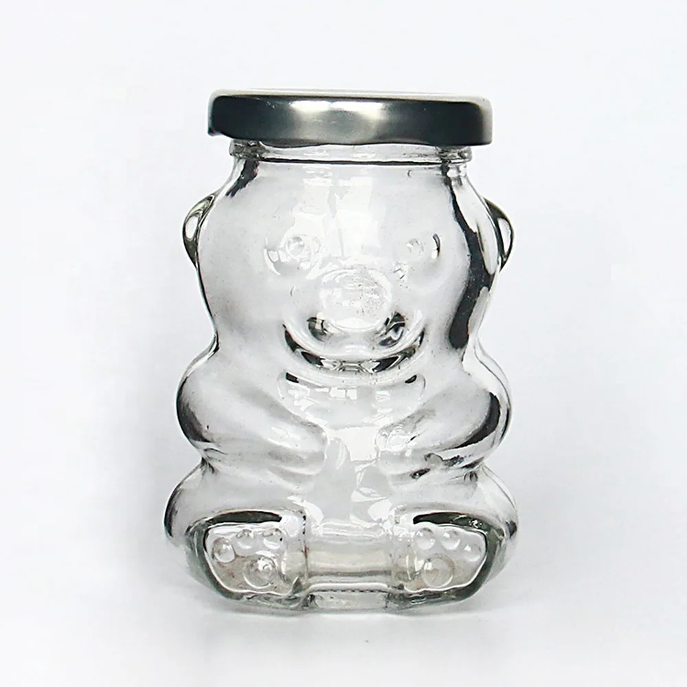 High Flint Glass Bear Jar with Metal Lug 100ml 180ml 250ml 300ml Bear Shaped Honey Jar MOQ1000 Custom Available Inbox Us 6