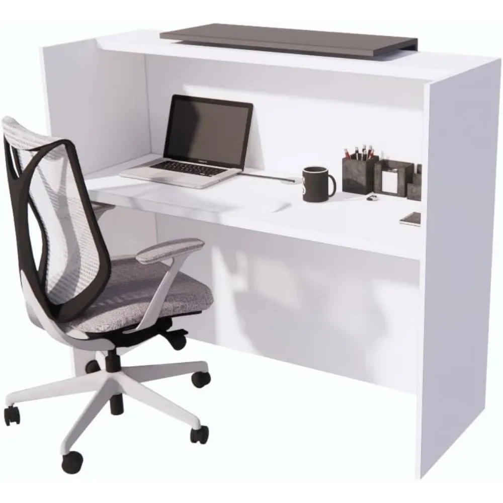 Modern Reception Desk, Multifunctional Modern Transaction Counter Top, Laminate Desktop, Standing Front Table for Office, Home 3