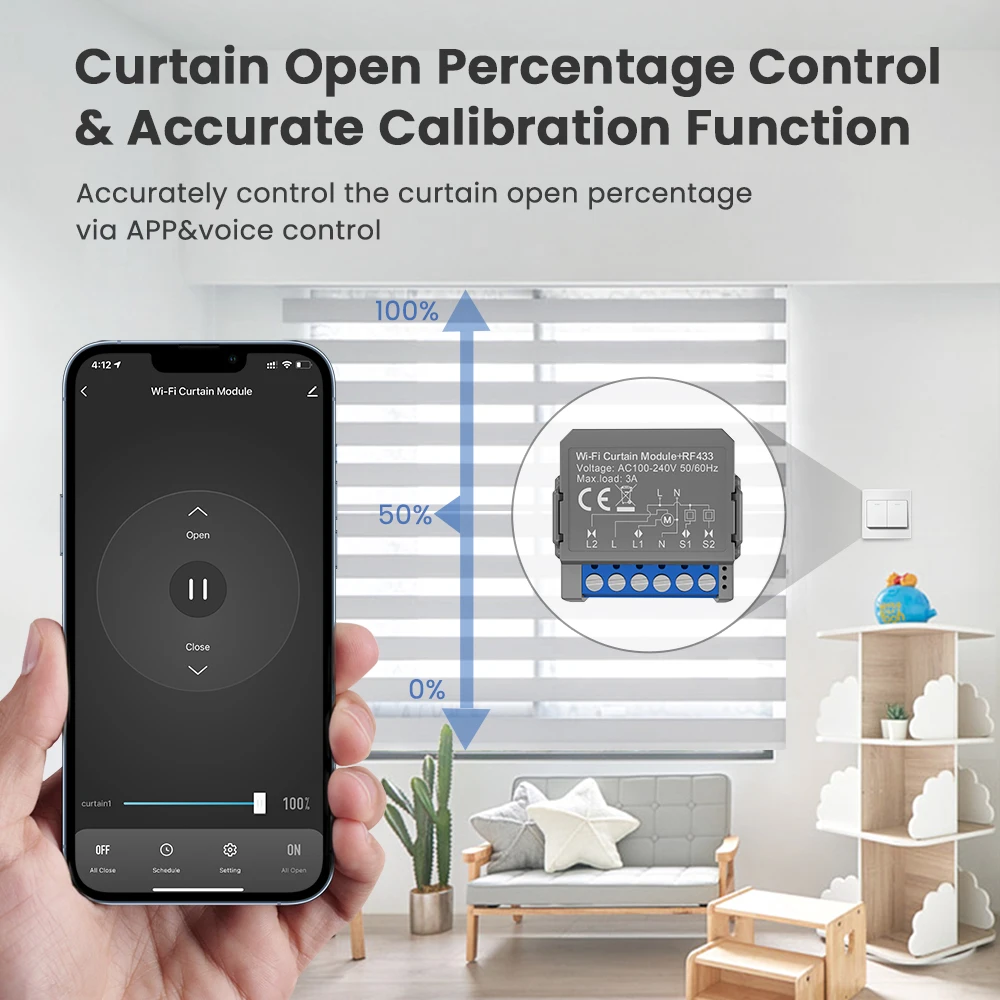 WiFi Smart Curtain Switch Module,Smart Life APP Remote Control,Work for Alexa Go