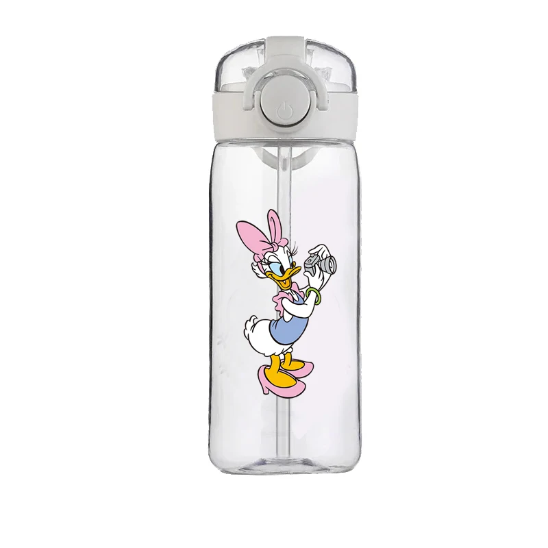 Disney Daisy Children Water Cup Cute Student High Temperature Resistant and Anti-drop Portable Transparent Straw Water Cup